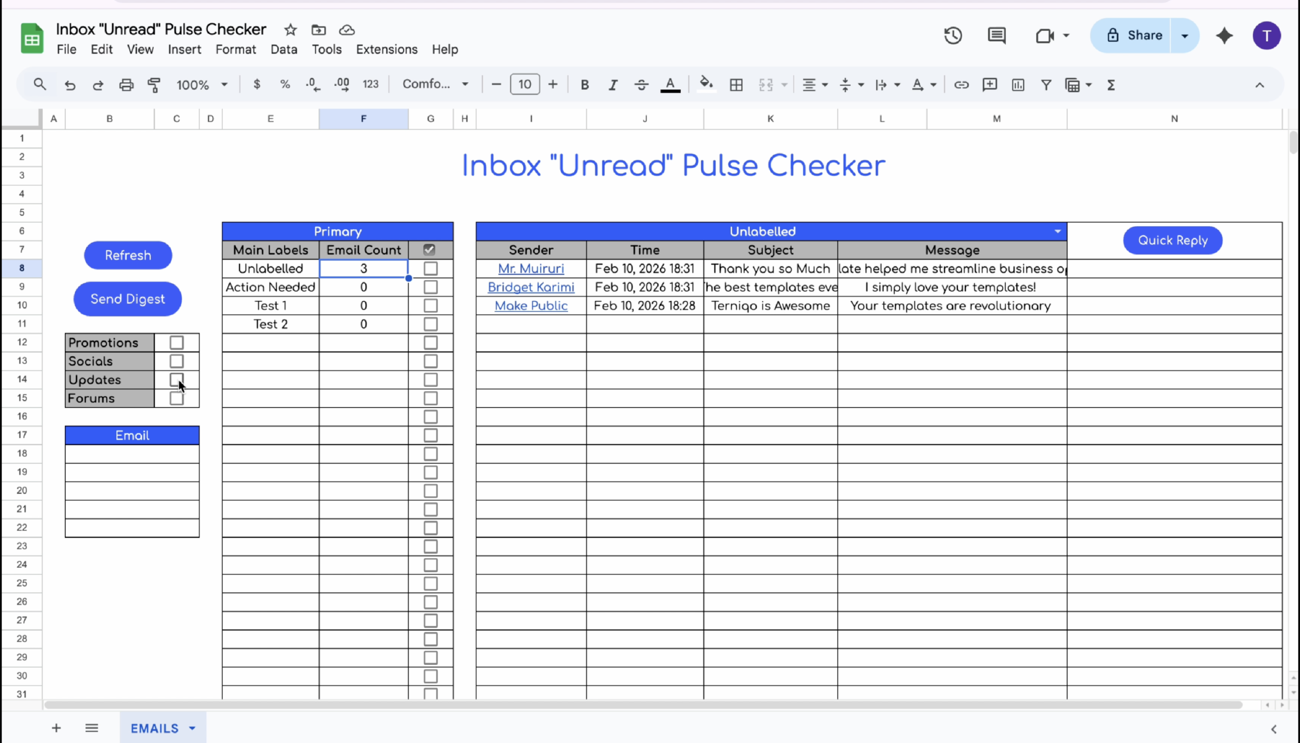 Inbox 'Unread' Pulse Checker - Image 2